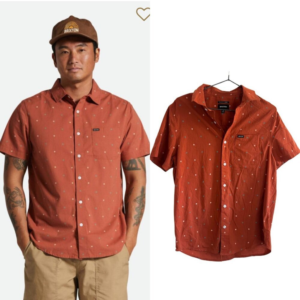 Brixton Terracotta Orange Pyramid Standard Fit Charter Print Woven Shirt